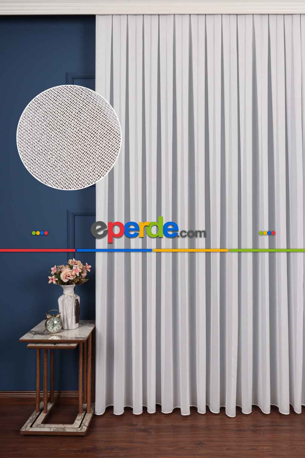 Krep Ekru Düz Tül Perde