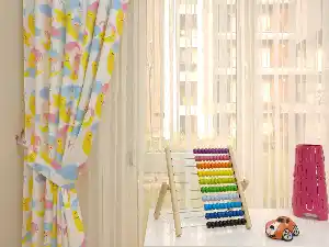 Kız & Erkek Bebek Odası Ay Bulutlu Uykucular Fon Perde( Kalın Pamuklu Kumaş)- Pembe Açık-pembe Koyu