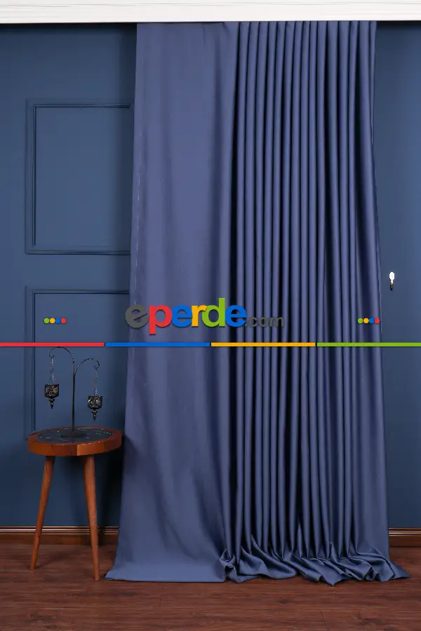 Yatak Odası Fon Perde - Parlement Mavi Blackaut Fon Perde 0 Işık Geçirmez