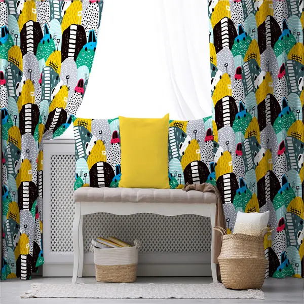 Çocuk Odası - Araba Desenli Fon Perde Evim855 Kumaşı Kalındır Duck Bezi Değildir- Mavi-beyaz