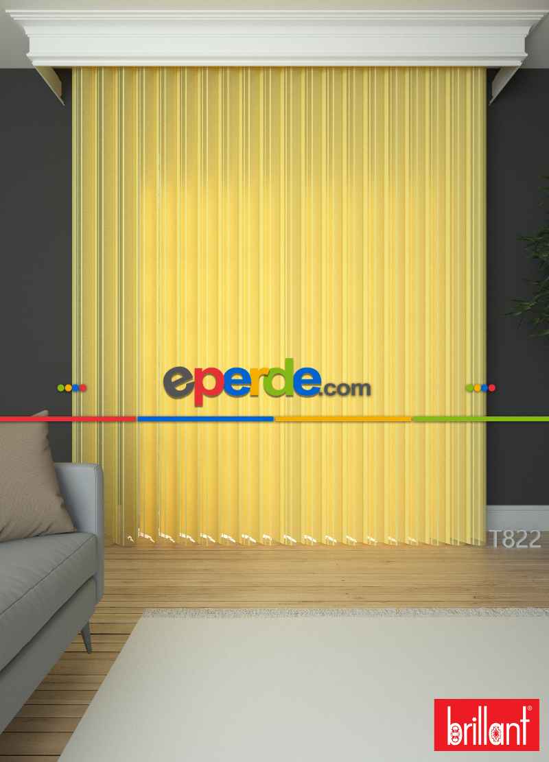 Brillant Akıllı Tül Perde Sarı Renkli Tül Dikey Zebra Perde Düz 1. Kalite