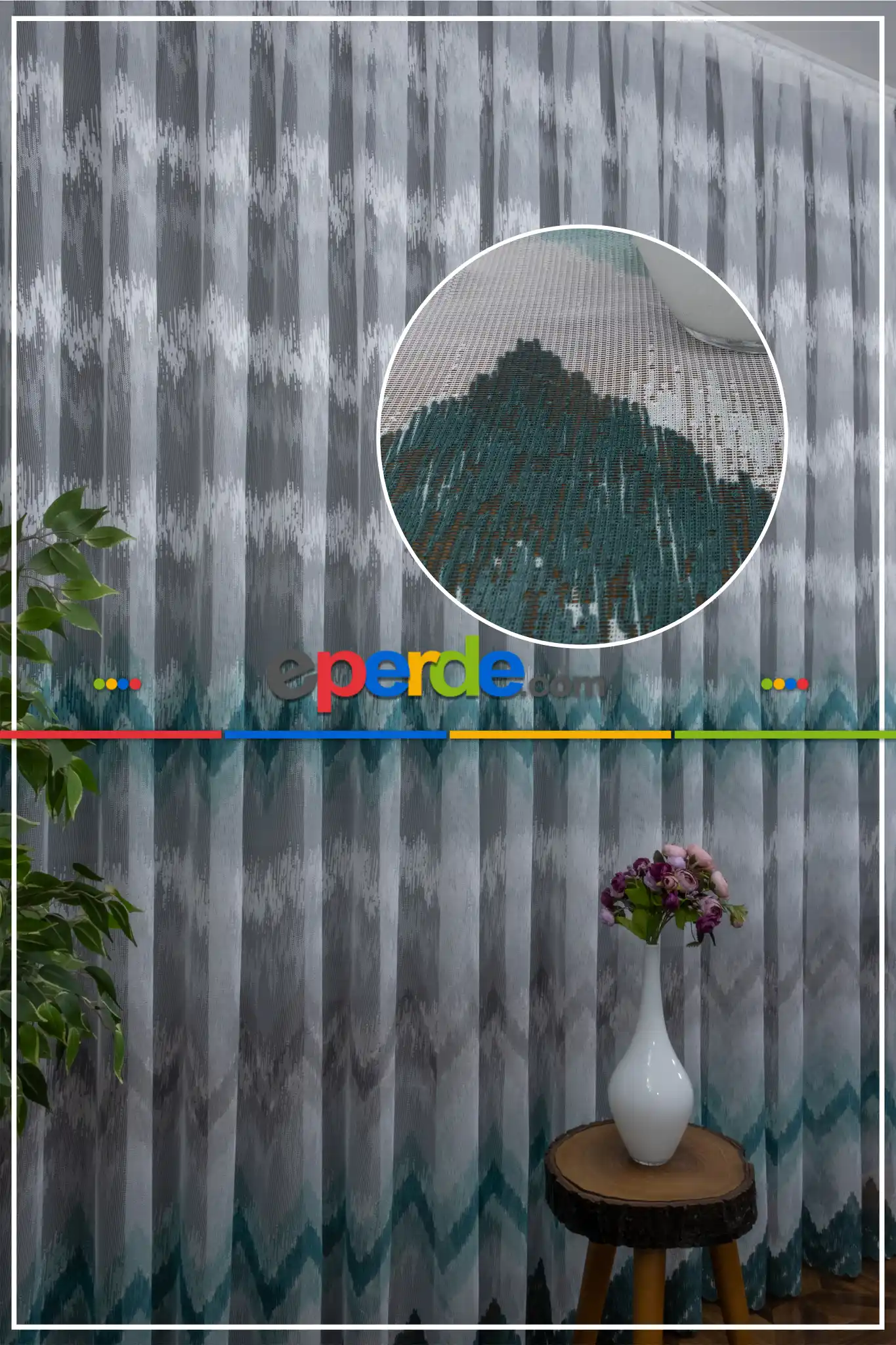 Salon Tül - Harmony Tül Yeni Tasarım Renkli Turkuaz