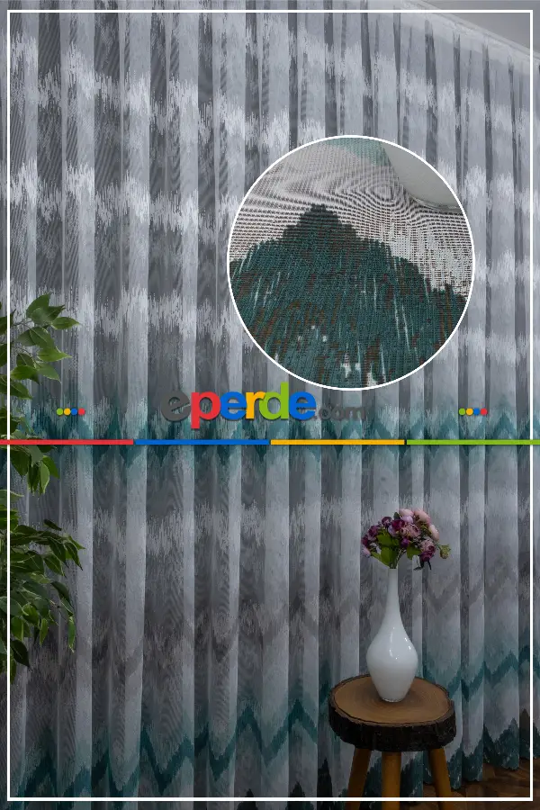 Salon Tül - Harmony Tül Yeni Tasarım Renkli Turkuaz