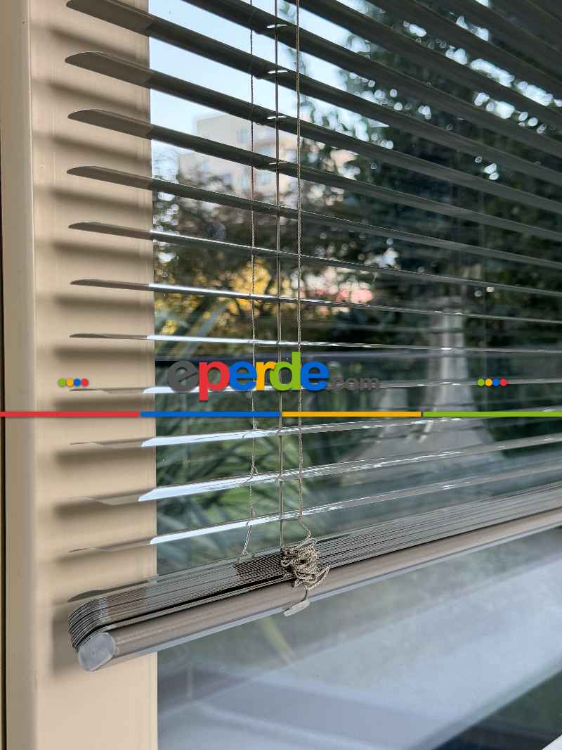 Mutfak Jaluzi - Açık Gri Alüminyum Jaluzi Perde - 25mm