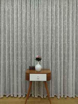 Özel Örme Dokulu Tül Perde- Ekru