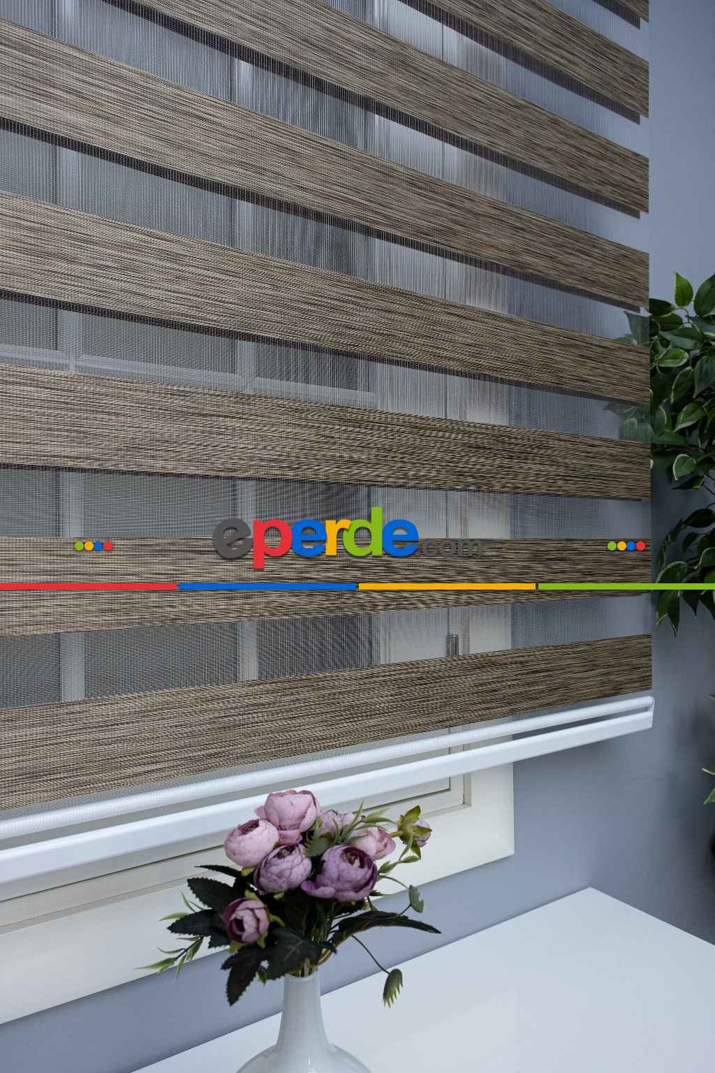 Zebra Perde Bambu Kumaş Kahve Rengi A Kalite Zebraperde- Kahverengi