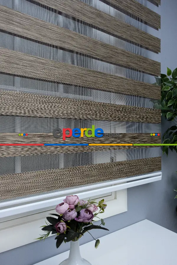 Oturma Odası - Zebra Perde Bambu Kumaş Kahve Rengi A Kalite Zebraperde- Kahverengi