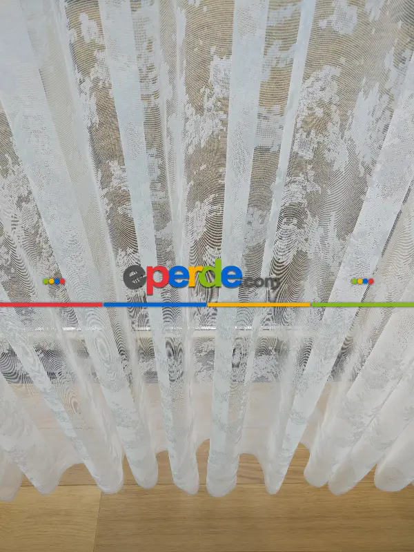 Bt 711 Patine Spor Desenli Fransız Dantel 2025 Tül Perde - Ekru