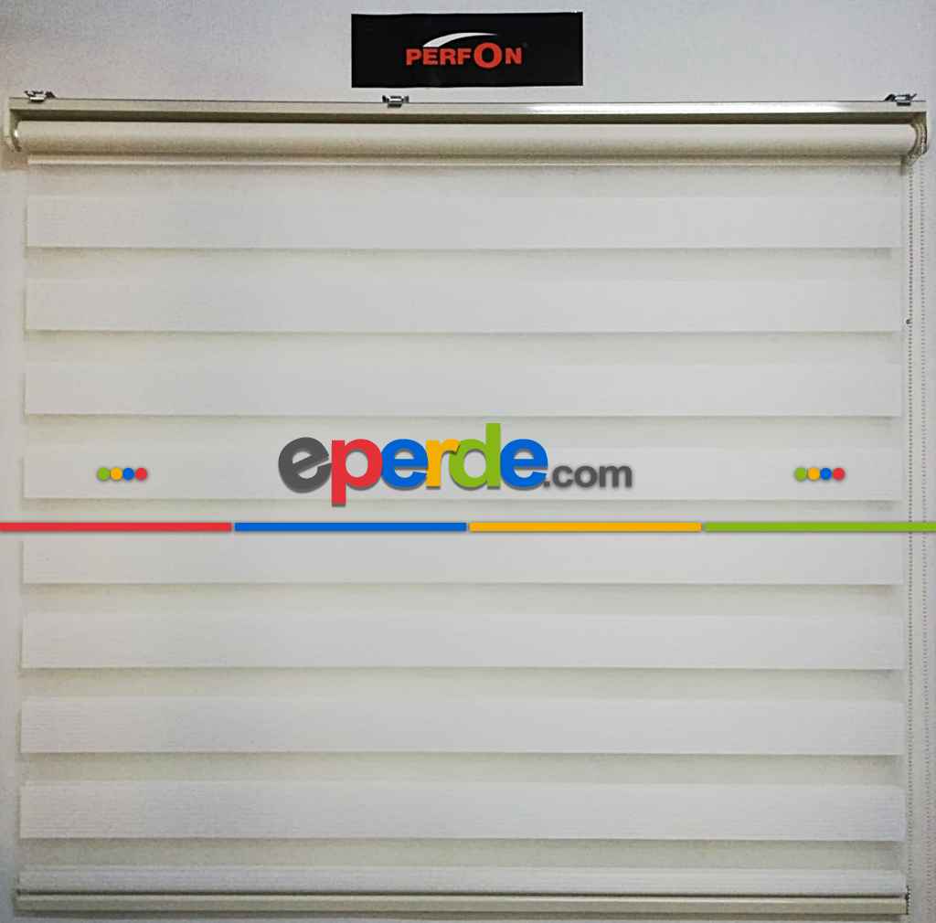 Ekonomik Bambu Zebra Perde- Beyaz-bej