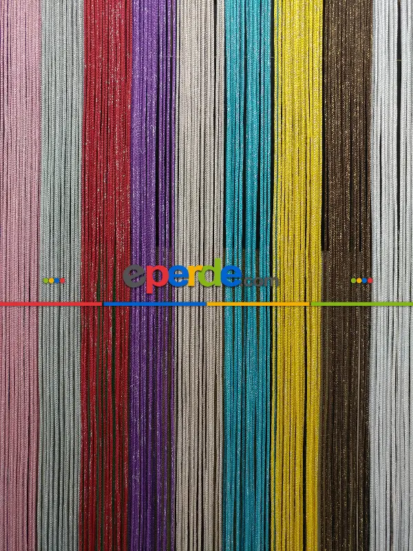 Pembe Rengi İp Perde Kalın Zincir Simli Serisi- Pembe-gümüş