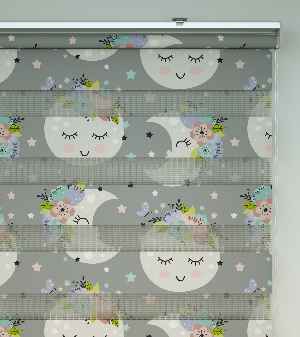 Yıldız Desenli Baskılı Zebra Perde- Çok Renkli