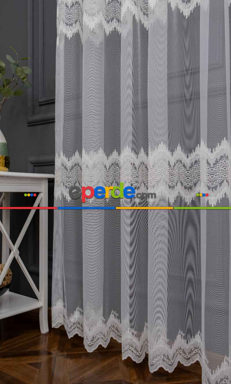 Salon - Brillant Alto Desen Tasarım Ekru Tül Perde