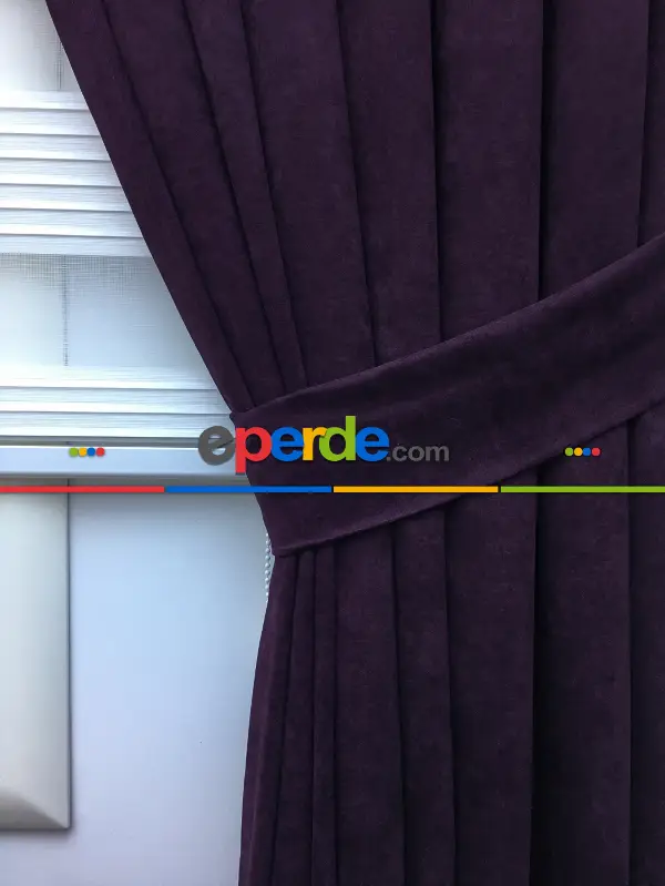 Patlıcan Moru Düz Fon Perde (180 Eninde)- Mor Patlıcan Moru