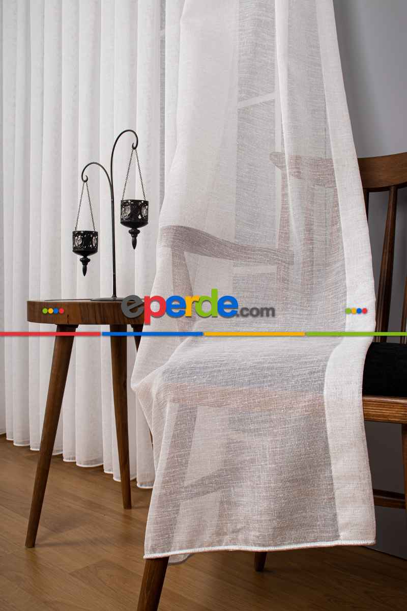 Salon Tül Modelleri - Keten Düz Tül Perde