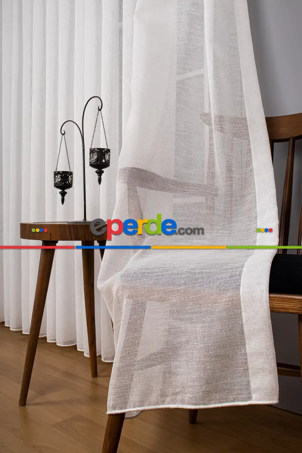 Salon Tül Modelleri - Keten Düz Tül Perde