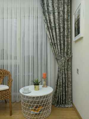 Bej Koyu Yeşil Desenli Jakar Fon Perde (180)- Yeşil Koyu Yeşil