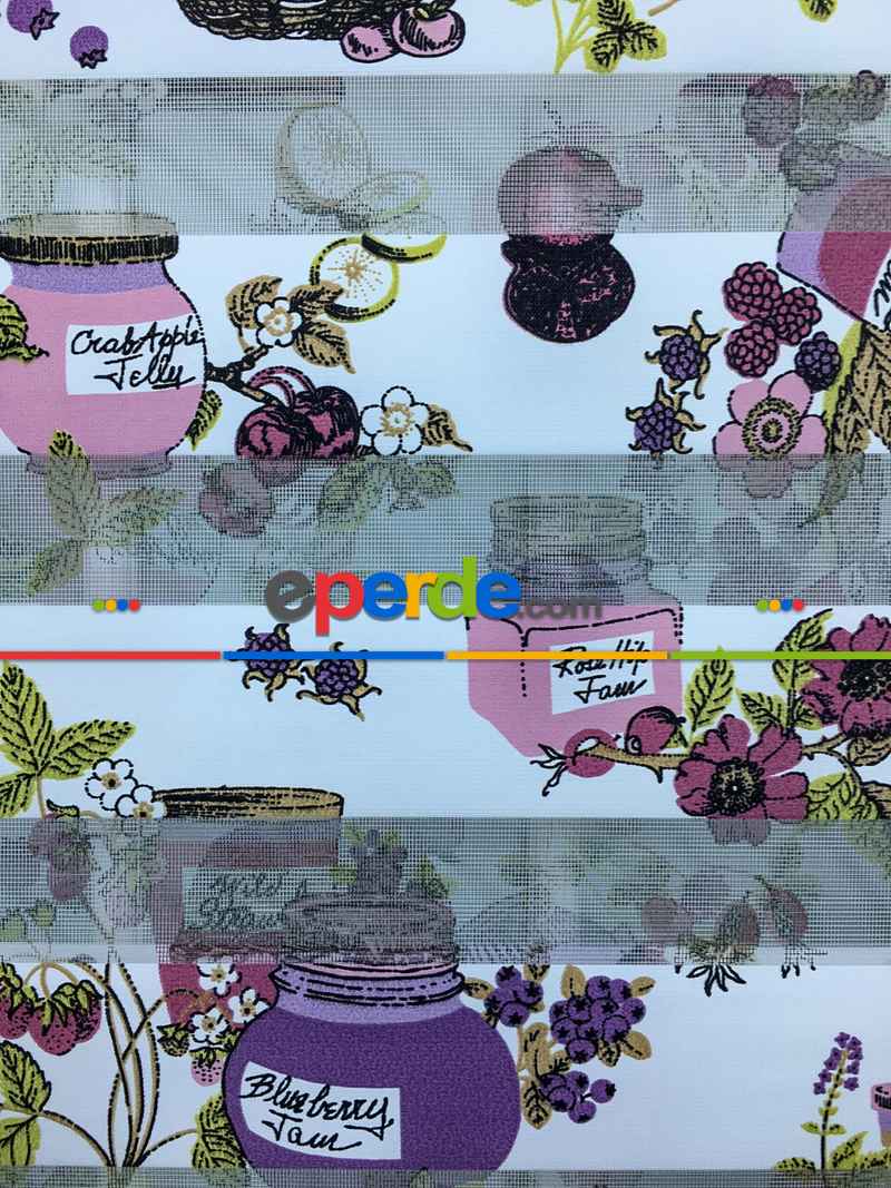 Zebra Perde- Kavanoz Baskılı Zebra Perde- Pembe-mor