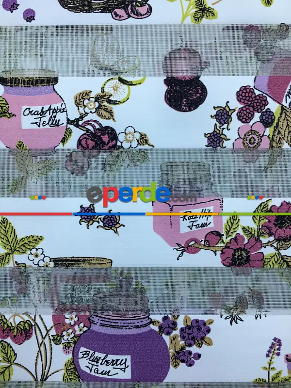 Zebra Perde- Kavanoz Baskılı Zebra Perde- Pembe-mor