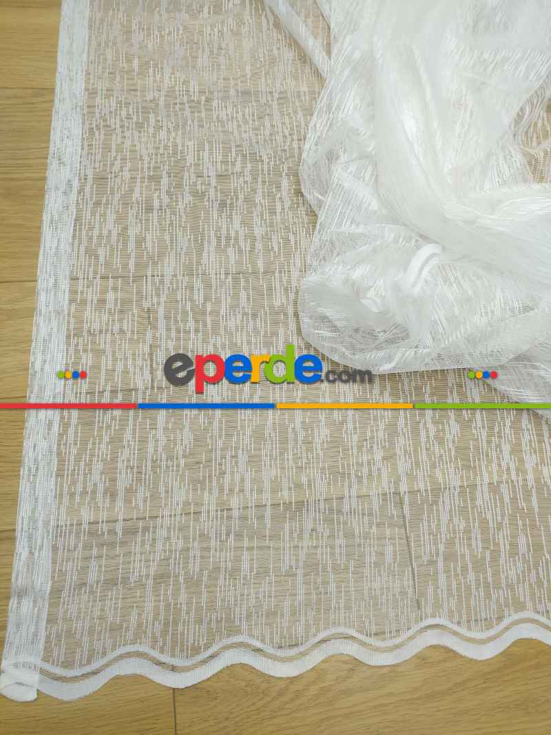 Yatak Odası - Kampanya Spor Desen Çizgili Fransız Dantel Tül Perde 