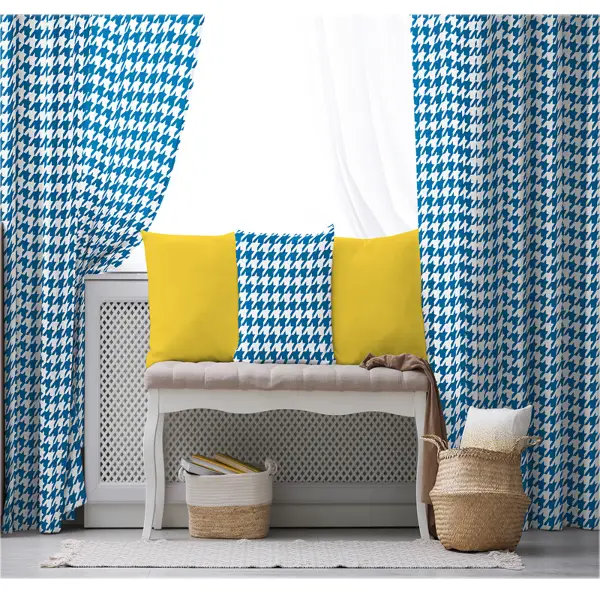 Mavi Fon Perde Evim1621-1 Kumaşı Kalındır Duck Bezi Değildir