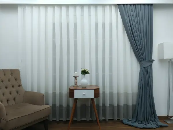 Salon Tül Perde - Vizon - Bej Keten Tül Degrade Perde- Bej