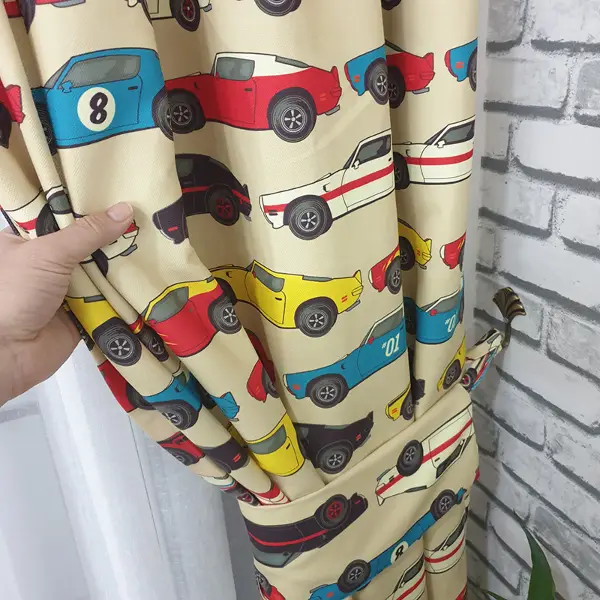 Erkek Çocuk Odası Fon Perde - Arabalar - Pop Art Araba Desenli