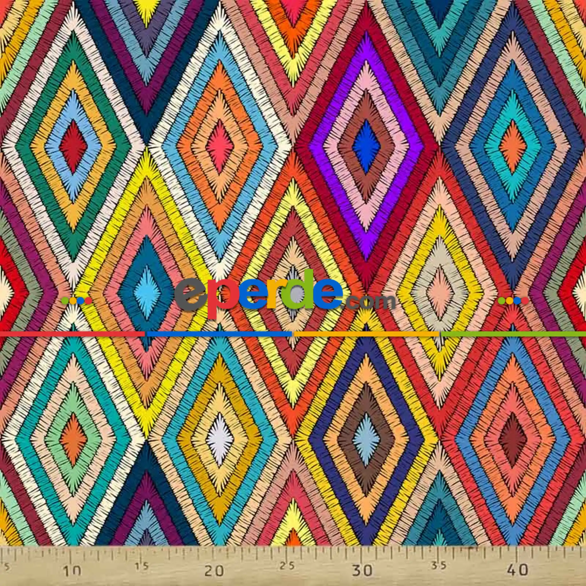 Etnik Desenli Fon Perde Evm757 Kumaşı Kalındır Duck Bezi Değildir- Sarı-Beyaz-Turkuaz- Çok Renkli 3