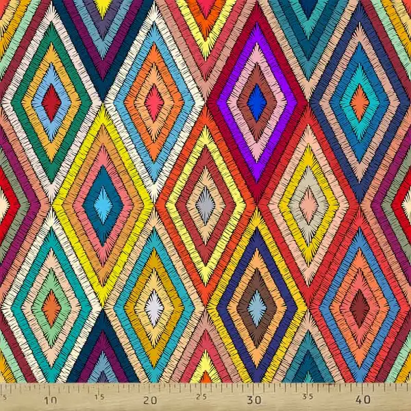 Etnik Desenli Fon Perde Evm757 Kumaşı Kalındır Duck Bezi Değildir- Sarı-Beyaz-Turkuaz- Çok Renkli 3