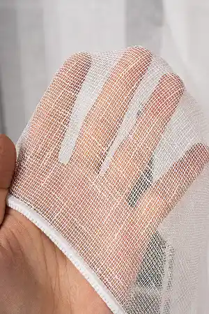 Yatak Odası - Keten Düz Tül Perde Ekru Renk Kırık Beyaz- Ekru