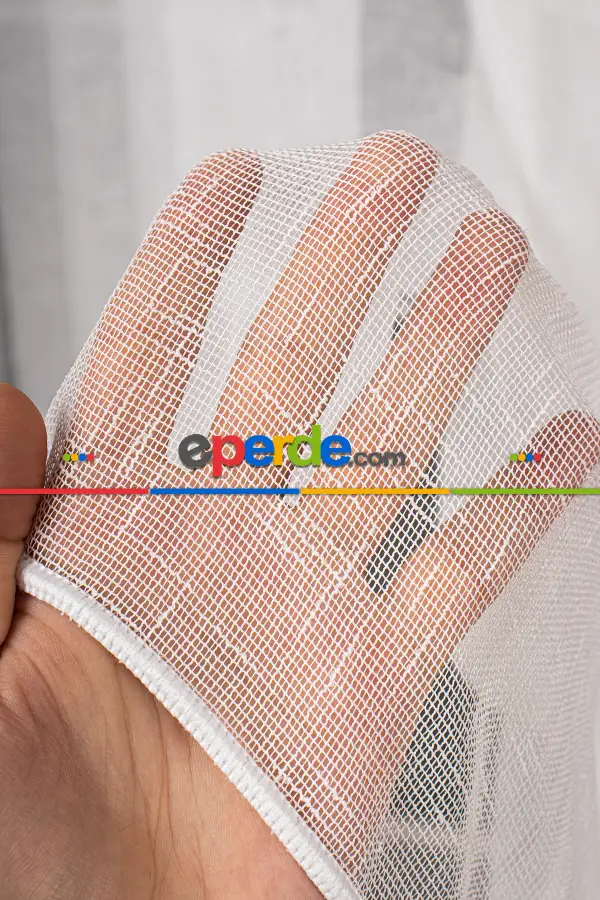 Salon Tül Perde - Keten Düz Tül Perde Ekru Renk Kırık Beyaz- Ekru