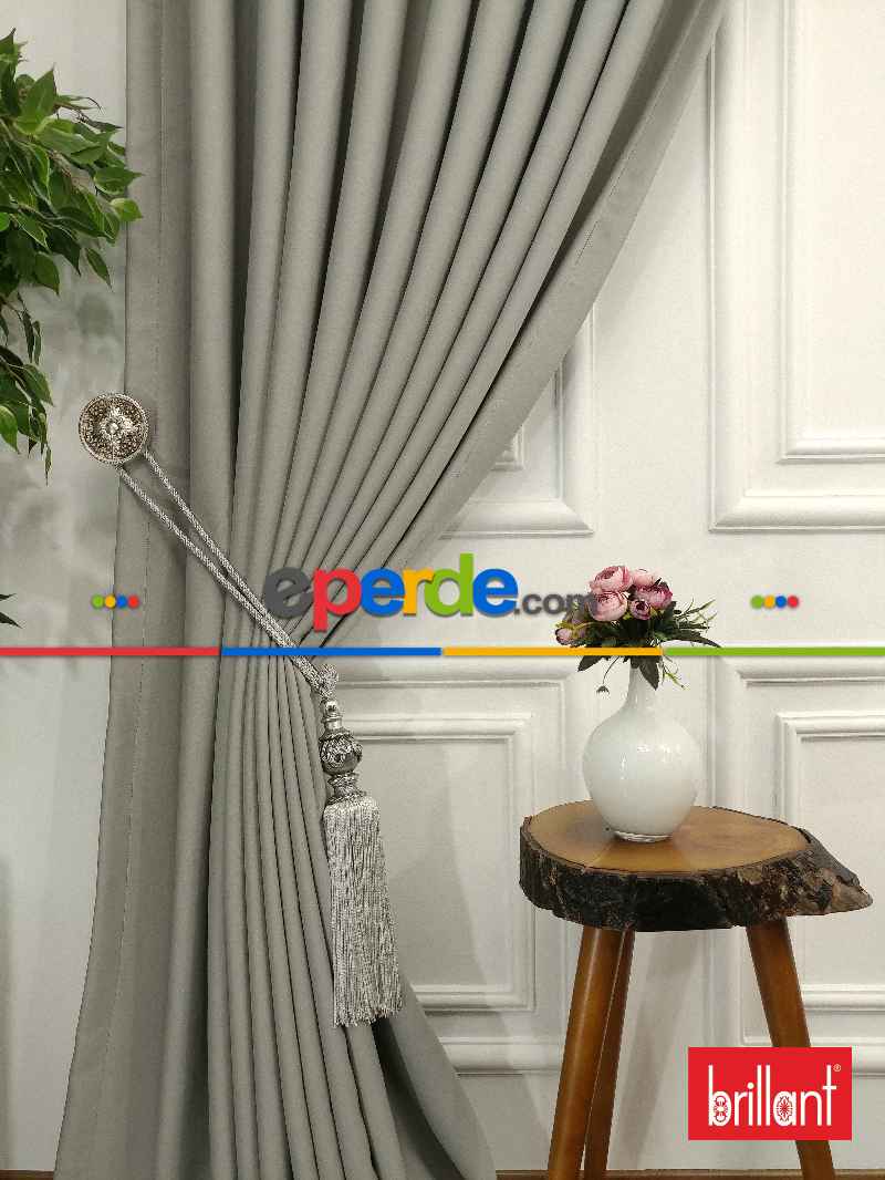 Brillant Karartma Blackout %90 Gri Renk Fon Perde- Gri-füme-antrasit