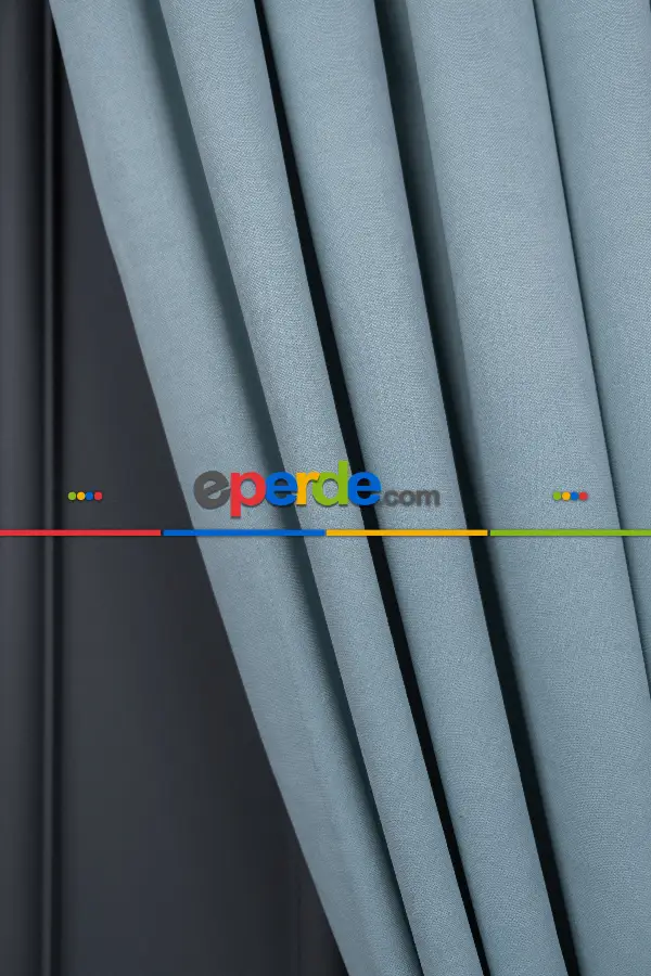 Salon - Mint Yeşli Düz F0n Perde Dökümlü En 