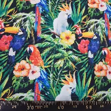 Tropikal Desenli Fon Perde K498 T - Kumaşı Kalındır Duck Bezi Değildir.- Yeşil-Çok Renkli