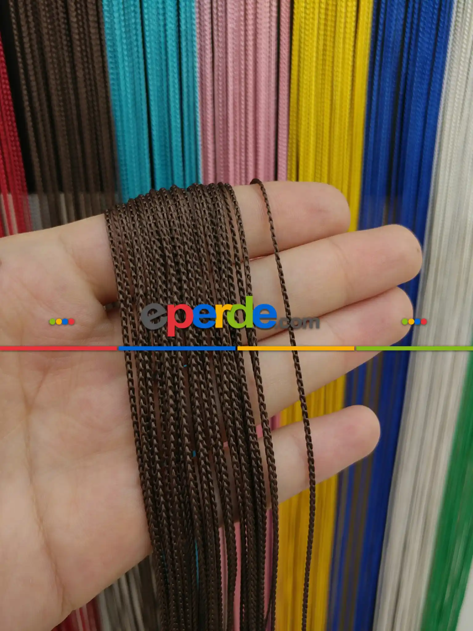 Kahve Rengi İp Perde İnce Zincir Serisi- Kahve