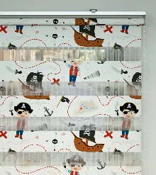 Korsan Desen Baskılı Zebra Perde- Çok Renkli