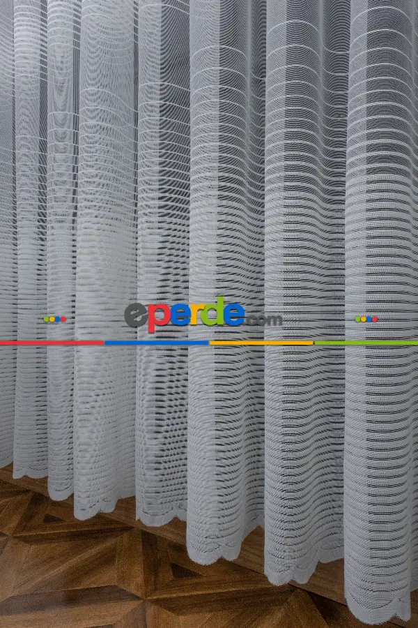 Mutfak - Yatay Bantlı Yeni Sezon Tül Perde