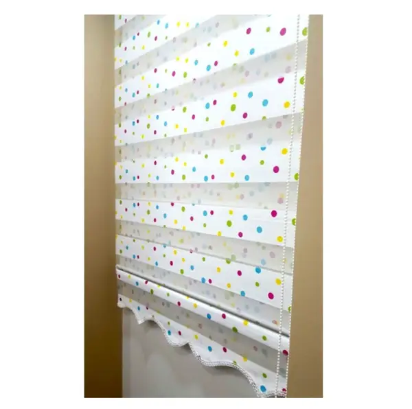Çocuk Odası - Renkli Puantiye Zebra Perde- Yeşil