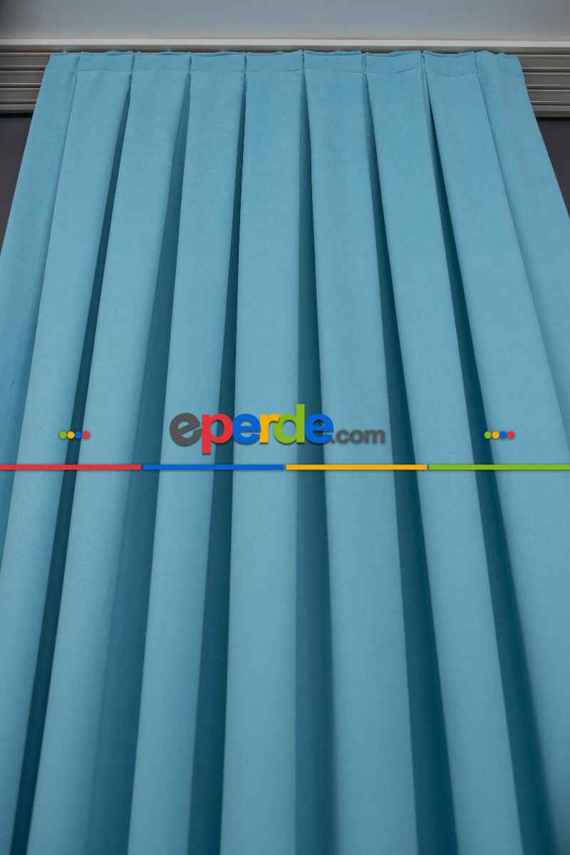 Turkuaz Rengi Düz Fon Perde En Dökümlü Fon Perde 07