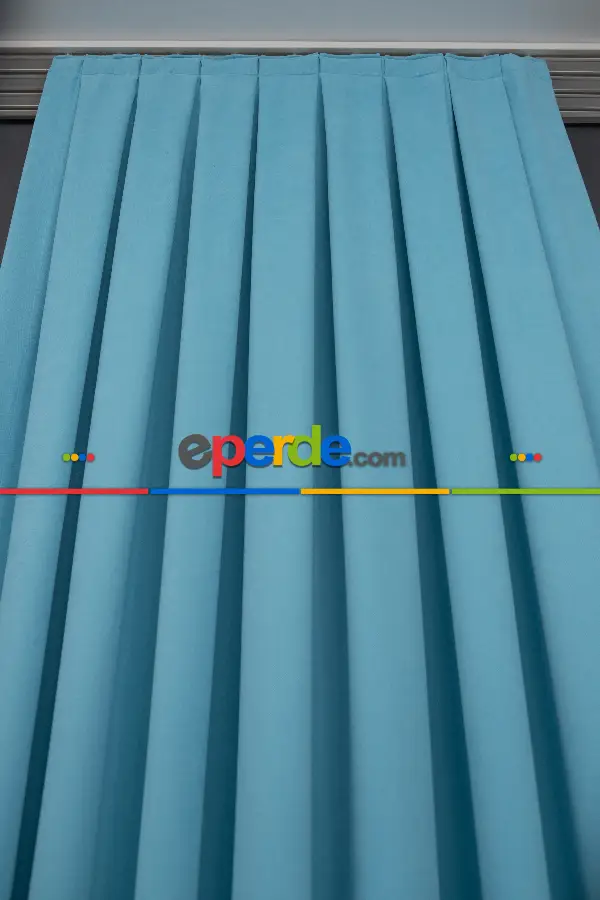 Salon - Turkuaz Rengi Düz Fon Perde En  Dökümlü Fon Perde 07