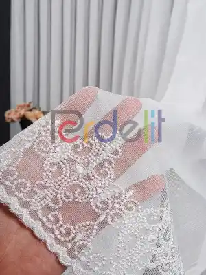Etek Ucu Nakış İşlemeli Tül Perde
