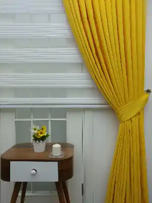 Sarı - Düz Fon Perde (150cm En Dökümlü Fon)- Sarı
