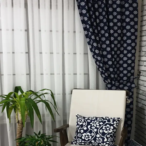 Bebek Odası - Dümen Desenli Fon Perde Evm1512-6 Kumaşı Kalındır Duck Bezi Değildir- Mavi