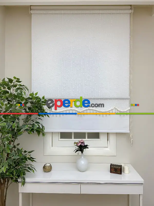 Çiftli Sistem Tül Stor Perde Ve Stor Perde- Ekru