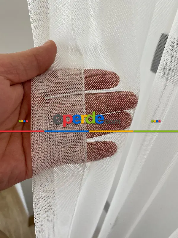 Kız ve Erkek Çocuk Odası Tül Perde - Ekru ( Beyaza Yakın ) Orjinal Ürün, Etek Kurşunlu