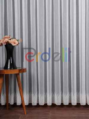 Etek Ucu Nakış İşlemeli Tül Perde