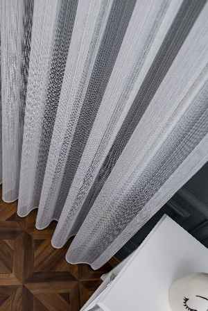 % 50 İndirimli Hazır Ürün Çizgi Gümüş Simli Çelik Sim Çizgili Pırıltılı Işıltılı Tül Tasarım Perde