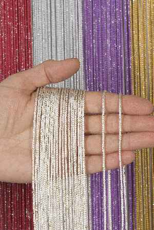 Kalın Zincir Serisi İp Perde Beyaz Altın- Beyaz-altın Simli