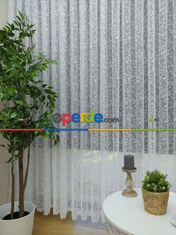 Sade Fransız Dantel Tül Perde & Kruvaze Perde- Ekru