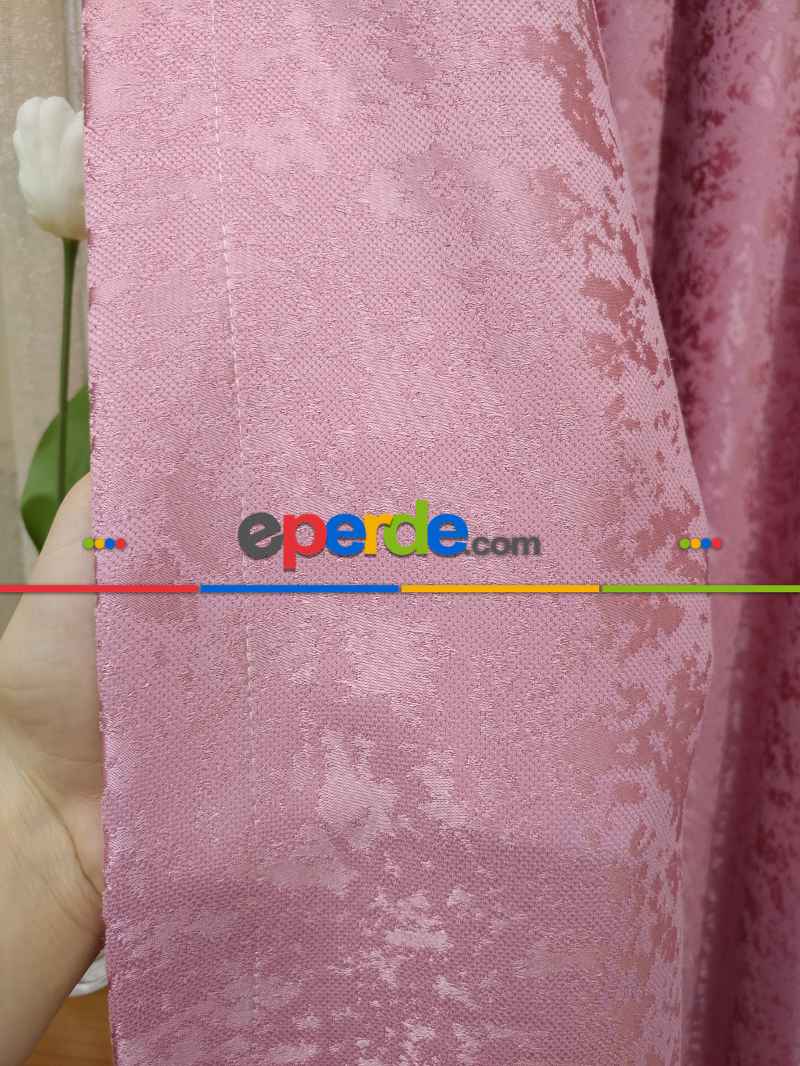 Şeker Pembe Düz Jakar Fon Perde - Gül Pembe