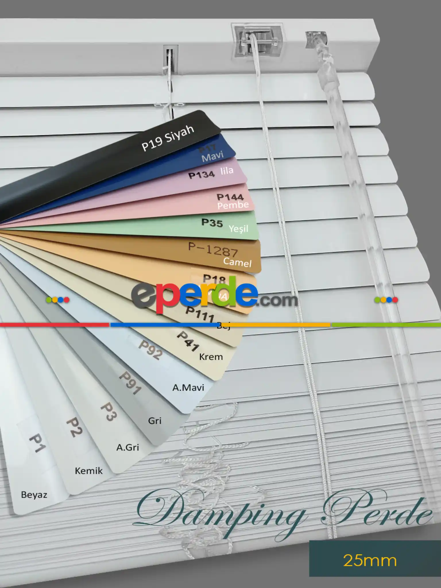 Jaluzi Perde - 25mm Kalınlığında 1. Kalite 14 Renk - Alüminyum- Çok Renkli